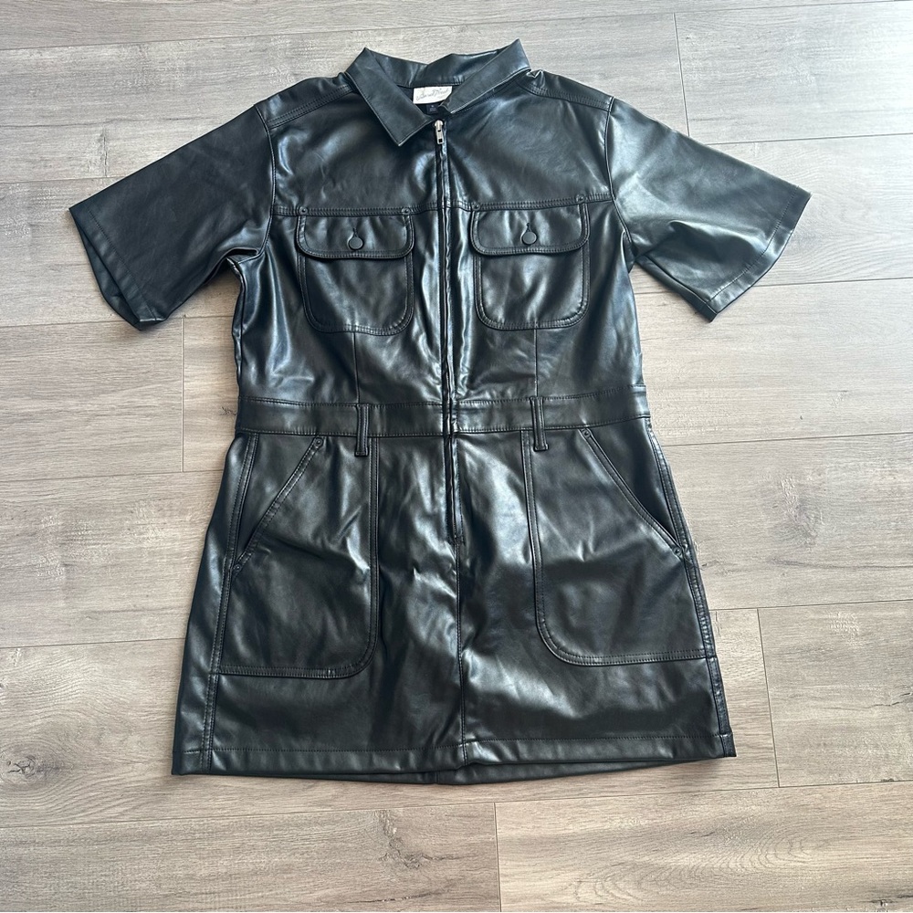 EUC Universal Thread black faux leather dress - size 16